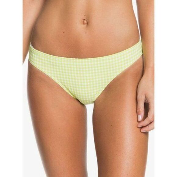865 ROXY Beautiful sun full bikini bottom YELLOW CHECK sz XL new - Picture 1 of 2